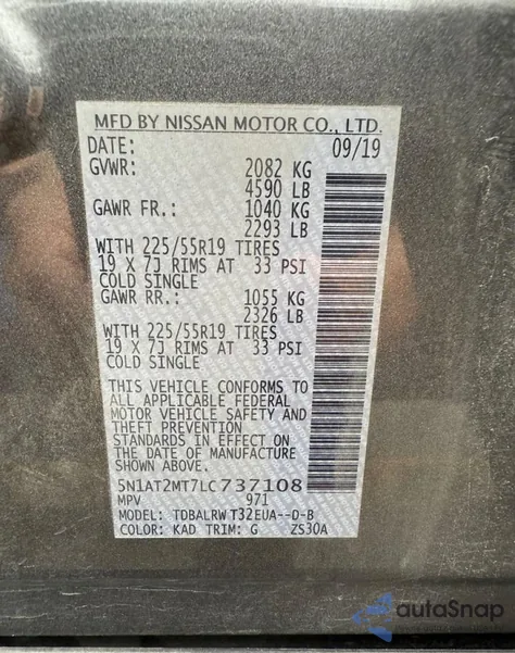 2020 Nissan Rogue S from USA, damaged, VIN 5N1AT2MT7LC737108